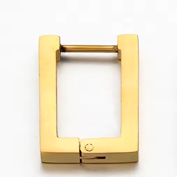 Nadine - Gold Stainless Steel Rectangle Earrings - Picture 6 of 8